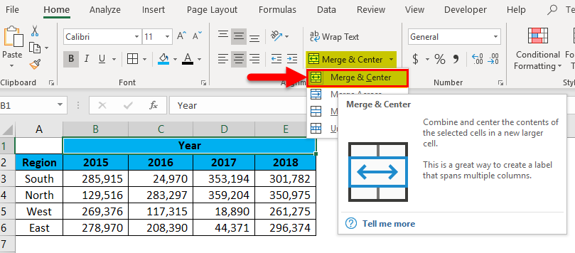 excel shortcut for merge on mac